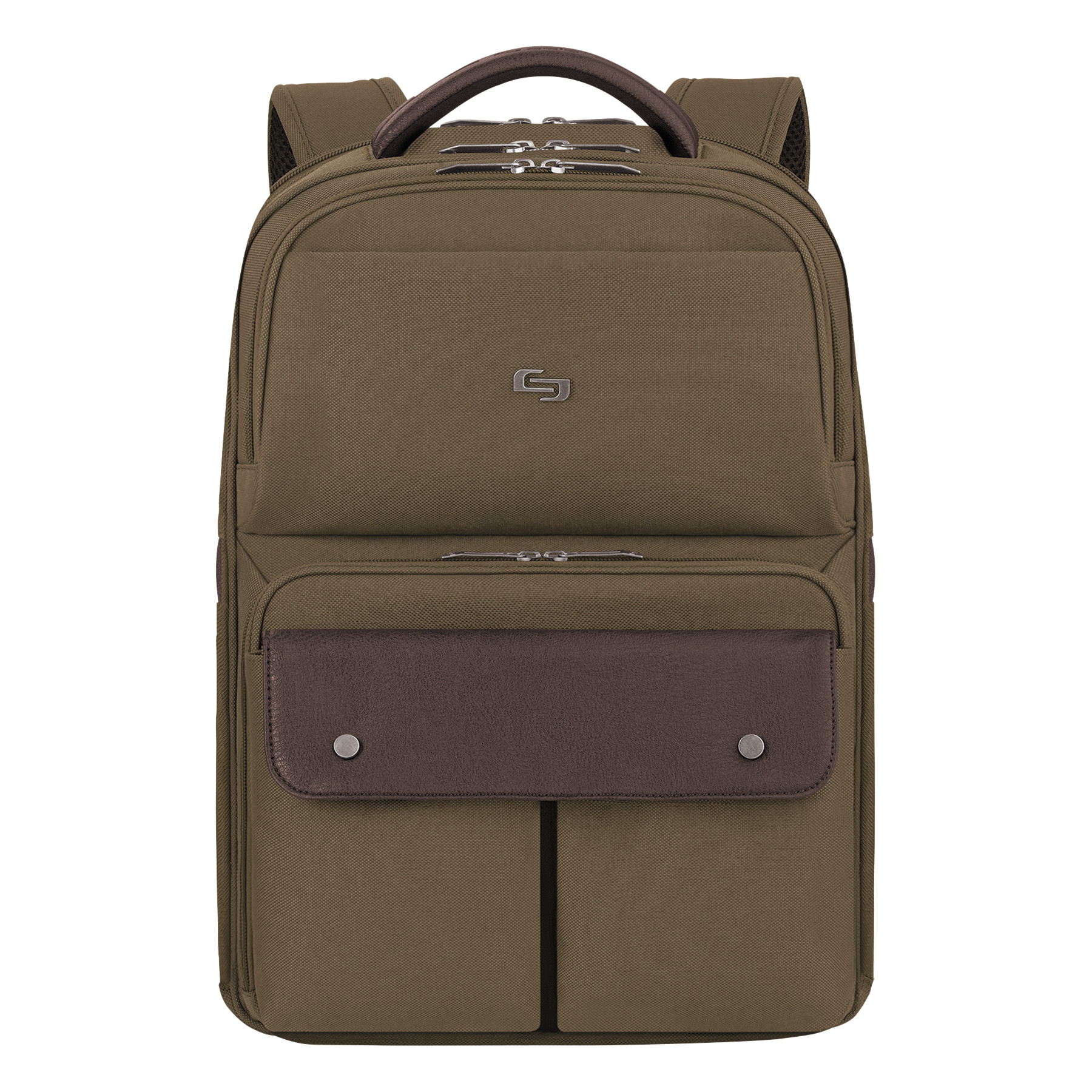 Solo Executive Backpack, 15.6", 11 1/2" x 3 17/20" x 18 1/10", Khaki