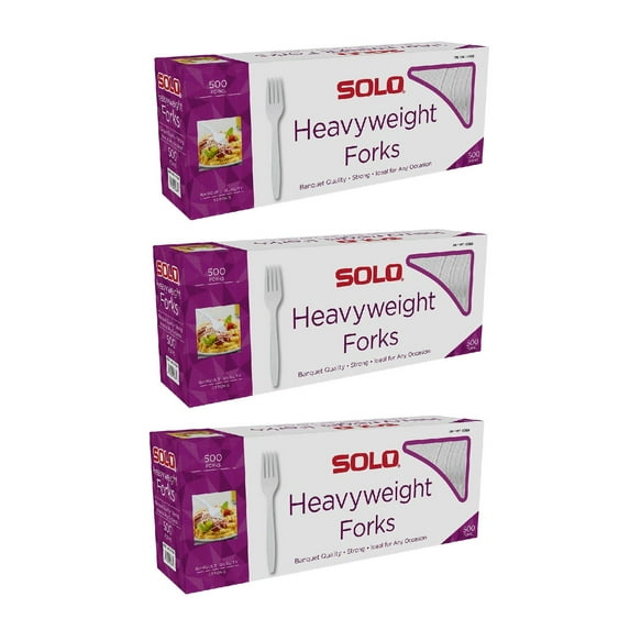 Solo Heavyweight Plastic Fork, White, 500-count 3PK