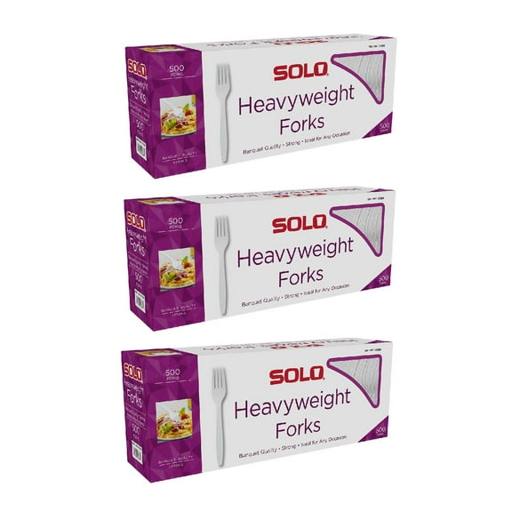 Solo Heavyweight Plastic Fork, White, 500-count 3PK