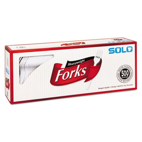 Solo Heavyweight Plastic Forks, White, 500 Forks