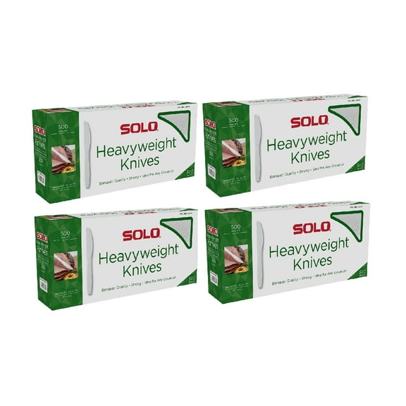 Solo Heavyweight Plastic Knife, White, 500-count 4PK