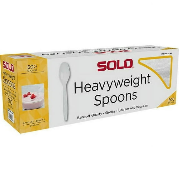 Solo Heavyweight Plastic Spoon, White, 500 ct