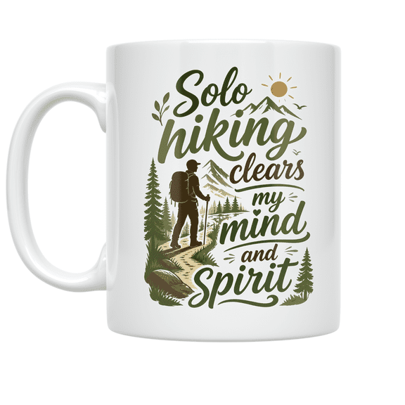 Solo Hiking Clears My Mind - Nature Lover - 11 oz Ceramic Coffee Mug