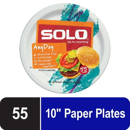 Solo Jazz Teal/Purple Disposable Paper Plates, 10in, 55ct