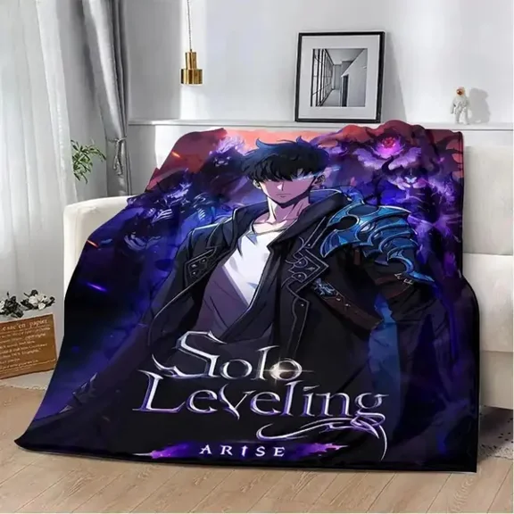 Solo Leveling Flannel Fleece Blanket, Soft Cozy Throw for Couch Sofa Bed Bedroom, Lightweight Warm Room Decor, Fan Gift