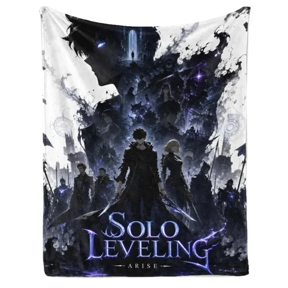 Solo Leveling Anime Flannel Blanket, Sung Jinwoo Shadow Monarch Graphic Throw Blanket, Dark Fantasy Anime Blanket, Cozy Soft Blanket for Bedroom Sofa Couch, Anime Fan Gift