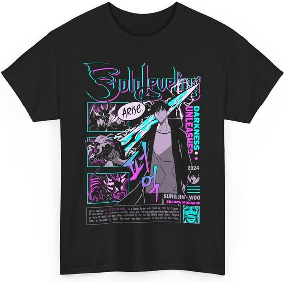 Solo Leveling Anime Statue of God Sung Shirt Short Sleeve Cotton Tee Harajuku Shirt