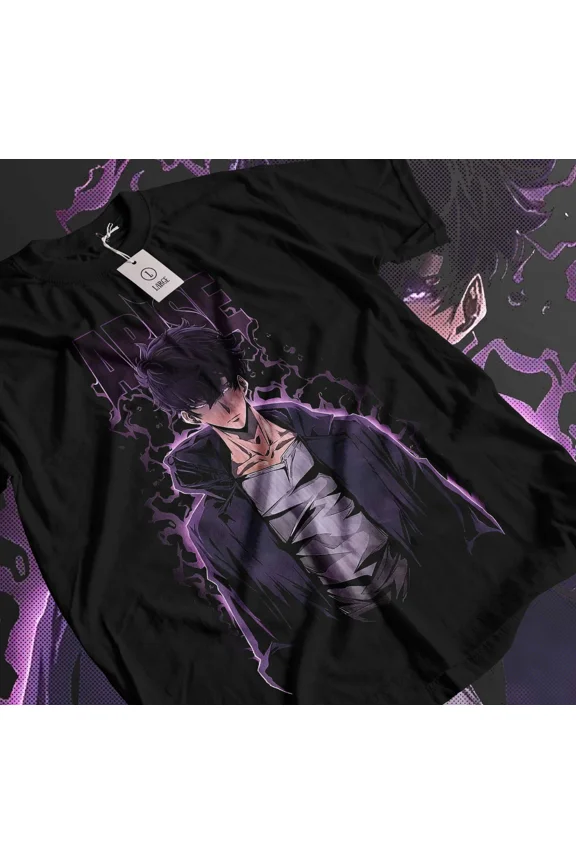Reprint Rare Solo Leveling Anime Sung Jinwoo Shadows ARise Black T-Shirt