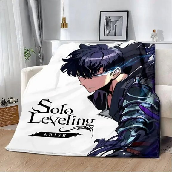 Solo Leveling Anime Warm Flannel Blanket, Ultra Soft Lightweight Cozy Throw for Bed Sofa Couch, Home Bedroom Decor Travel Gift for Fans