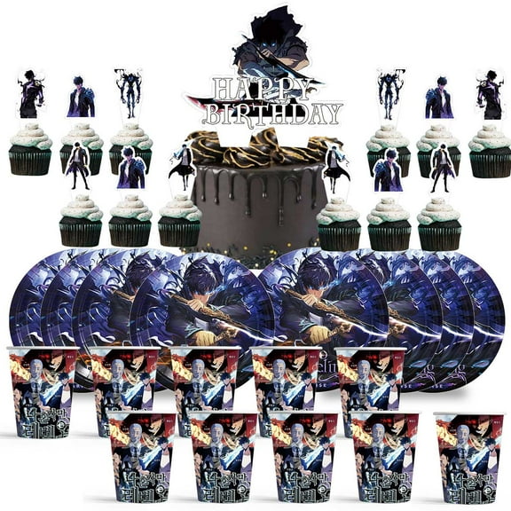 Solo Leveling Birthday Cups Party Supplies Plates Decorations Cake Topper Decor