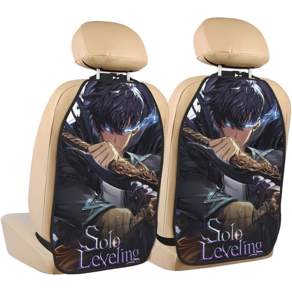 Solo Leveling Car Seat Back Protector 2 Pcs Anti-Kick Storage Mat For Car Seats Auto Seat Back Covers