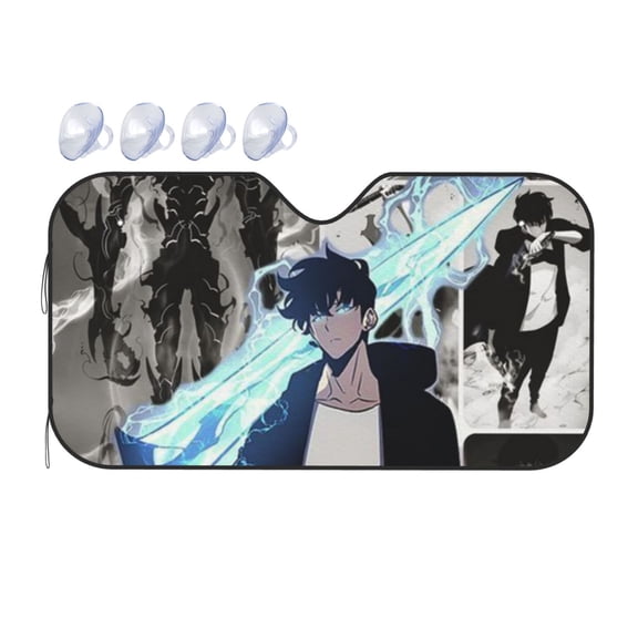 Solo Leveling Car Sun Shade Windshield Sunshade Aluminum Foil Sun Shield For Uv Protection & Heat Blocking Medium