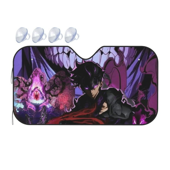 Solo Leveling Car Sun Shade Windshield Sunshade Aluminum Foil Sun Shield For Uv Protection & Heat Blocking Small