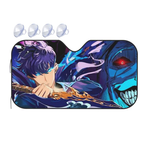 Solo Leveling Car Sun Shade Windshield Sunshade Aluminum Foil Sun Shield For Uv Protection & Heat Blocking Small