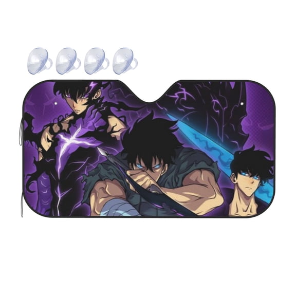 Solo Leveling Car Sun Shade Windshield Sunshade Aluminum Foil Sun Shield For Uv Protection & Heat Blocking Small