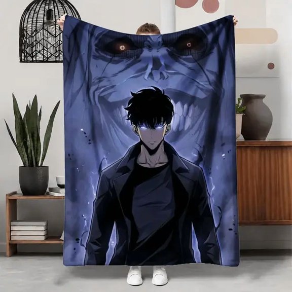 Solo Leveling Cozy Throw Blanket, Soft Flannel Fleece Blanket for Couch Sofa Bed Bedroom Dorm, Lightweight Warm Home Decor, Bedroom Dorm Room Decor Gift