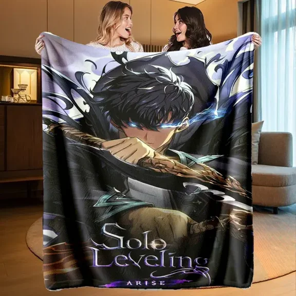 Solo Leveling Cozy Throw Blanket, Soft Flannel Fleece Blanket for Couch Sofa Bed Bedroom Dorm, Lightweight Warm Home Decor, Birthday Christmas Gift for Fans