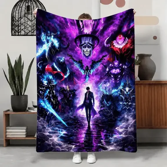 Solo Leveling Cozy Throw Blanket, Soft Flannel Fleece Blanket for Couch Sofa Bed Bedroom Dorm, Lightweight Warm Home Decor, Cozy Home Decor Gift