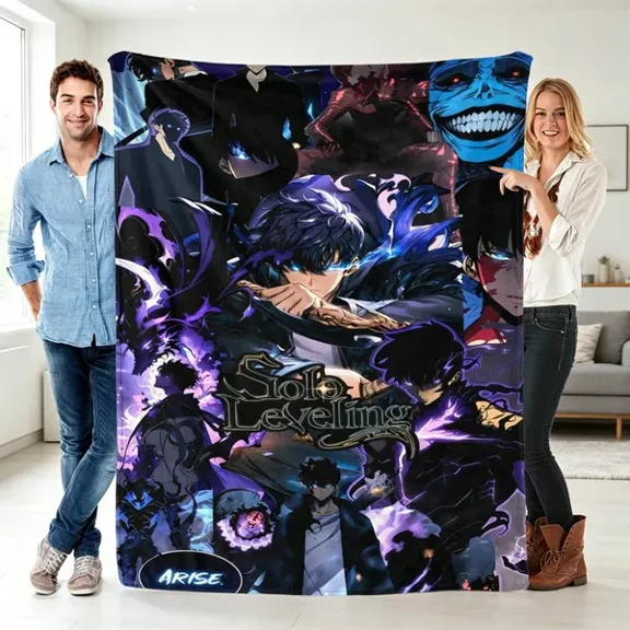 Solo Leveling Cozy Throw Blanket, Soft Flannel Fleece Blanket for Couch Sofa Bed Bedroom Dorm, Lightweight Warm Home Decor, Everyday Home Decor Gift