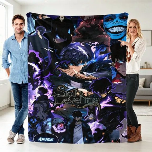Solo Leveling Cozy Throw Blanket, Soft Flannel Fleece Blanket for Couch Sofa Bed Bedroom Dorm, Lightweight Warm Home Decor, Everyday Home Decor Gift