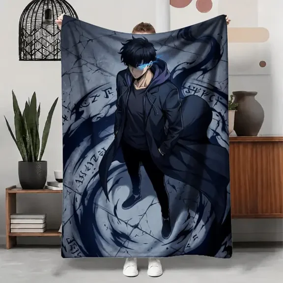 Solo Leveling Flannel Fleece Blanket, Soft Cozy Throw for Couch Sofa Bed Bedroom, Lightweight Warm Room Decor, Birthday Christmas Gift for Fans