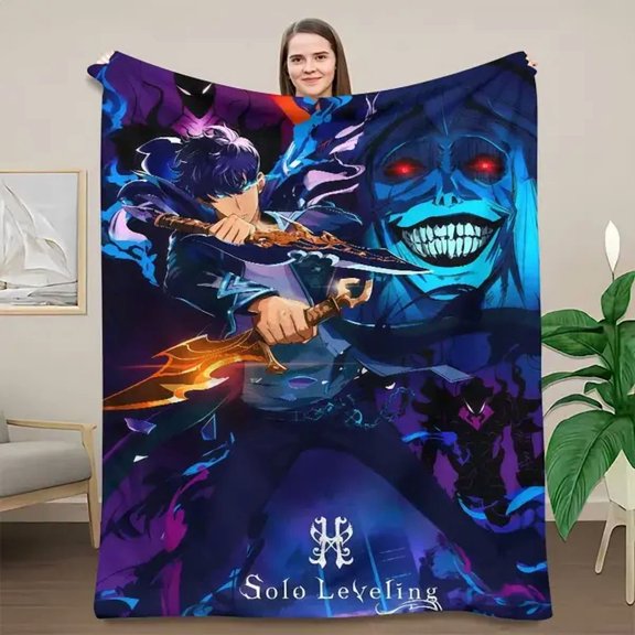 Solo Leveling Flannel Fleece Blanket, Soft Cozy Throw for Couch Sofa Bed Bedroom, Lightweight Warm Room Decor, Cozy Home Decor Gift