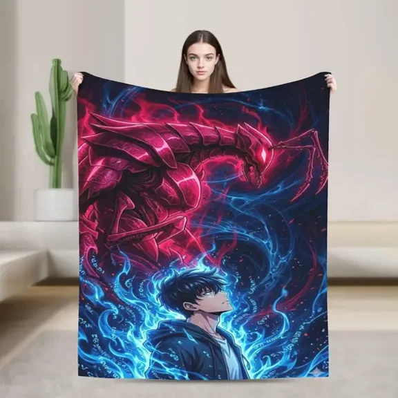 Solo Leveling Flannel Fleece Blanket, Soft Cozy Throw for Couch Sofa Bed Bedroom, Lightweight Warm Room Decor, Gift for Fans