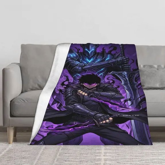 Solo Leveling Flannel Fleece Throw Blanket, Soft Cozy Lightweight Blanket for Couch Sofa Bed Bedroom Dorm, Warm Home Decor, Bedroom Dorm Room Decor Gift