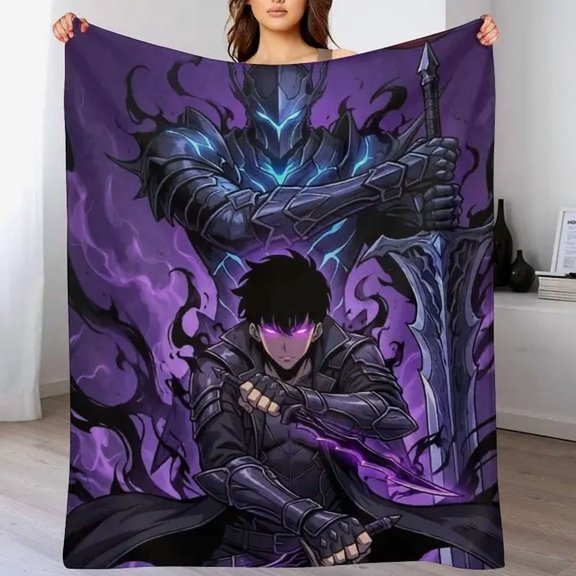 Solo Leveling Flannel Fleece Throw Blanket, Soft Cozy Lightweight Blanket for Couch Sofa Bed Bedroom Dorm, Warm Home Decor, Birthday Christmas Gift for Fans