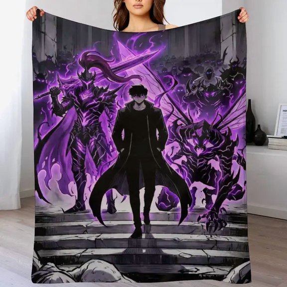 Solo Leveling Flannel Fleece Throw Blanket, Soft Cozy Lightweight Blanket for Couch Sofa Bed Bedroom Dorm, Warm Home Decor, Cozy Home Decor Gift