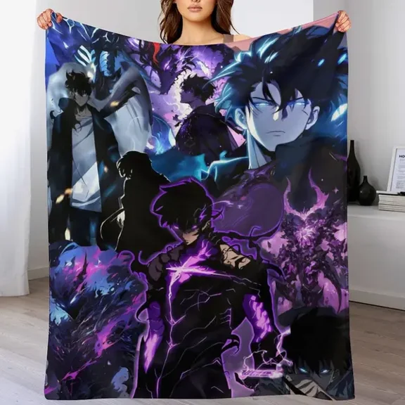 Solo Leveling Flannel Fleece Throw Blanket, Soft Cozy Lightweight Blanket for Couch Sofa Bed Bedroom Dorm, Warm Home Decor, Fan Gift