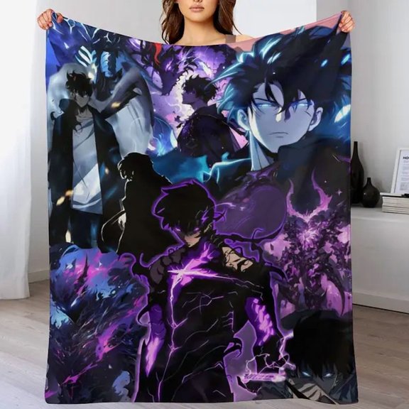 Solo Leveling Flannel Fleece Throw Blanket, Soft Cozy Lightweight Blanket for Couch Sofa Bed Bedroom Dorm, Warm Home Decor, Fan Gift