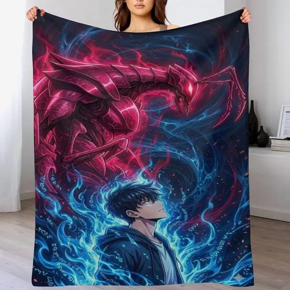 Solo Leveling Flannel Fleece Throw Blanket, Soft Cozy Lightweight Blanket for Couch Sofa Bed Bedroom Dorm, Warm Home Decor, Gift for Fans