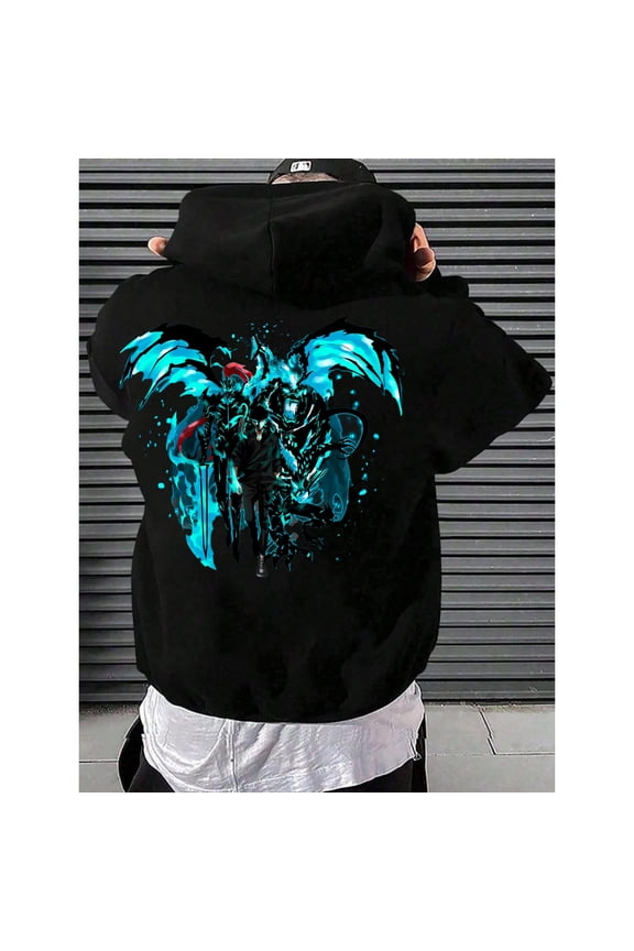 Solo Leveling Hoodie Anime- Sung Jin-Woo Shadow Monarch Hoodie, Dark Anime Streetwear, Manga Hoodie Gift,Gothic Streetwear Pullover for Men