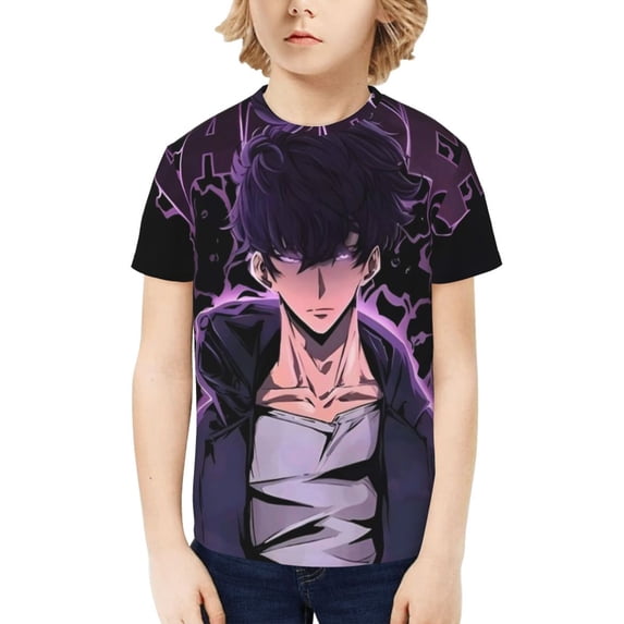 Solo Leveling Kids' Short Sleeve T-Shirt Print Tee Shirts For Boys & Girls Summer Casual Wear Fashion Top Blouse Small