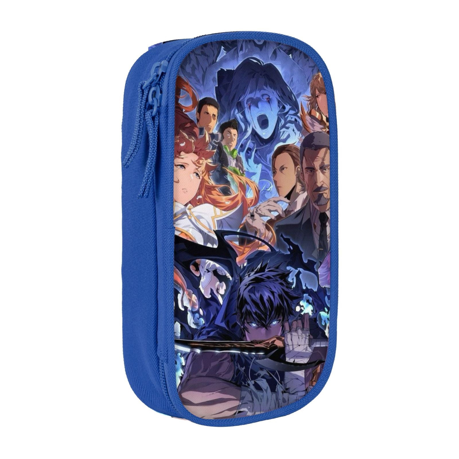 Solo Leveling Pencil Case Large Capacity Pencil Pouch Pen Bag Office Stationery Organizer Travel Makeup Bag Blue