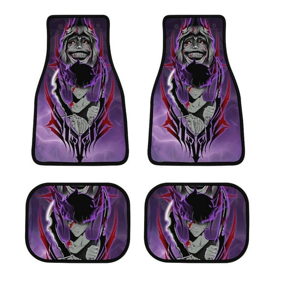 Solo Leveling Print Car Mats Set 4-Piece All Weather Front & Rear Mats Car Floor Carpet Protector Mat for Most Car