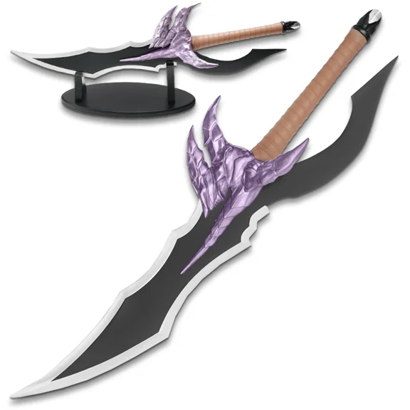 Solo Leveling Rasakas Venom Fang Replica Sword - 23.5-Inch Stainless Steel Dagger with Display Stand