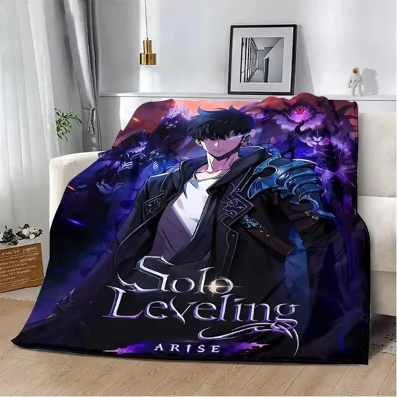 Solo Leveling Shadow Monarch Anime Character Print Soft Flannel Blanket - Cozy Warm Indoor Use Throw, Ideal Fan Gift, Anime Room Decor