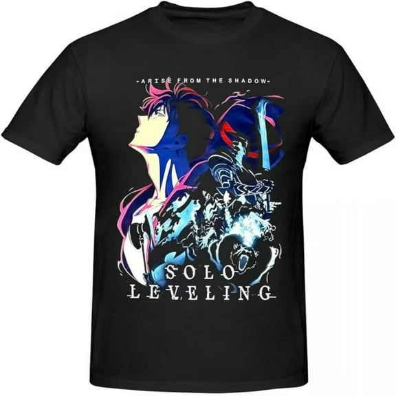 Solo Leveling Shirt Men's Pure Cotton T-Shirts O Neck Jin Woo Sung Tees Short Sleeve Clothing