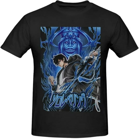 Solo Leveling Shirt Men's Pure Cotton T-Shirts O Neck Sung Jin Woo Tees Short Sleeve Clothing