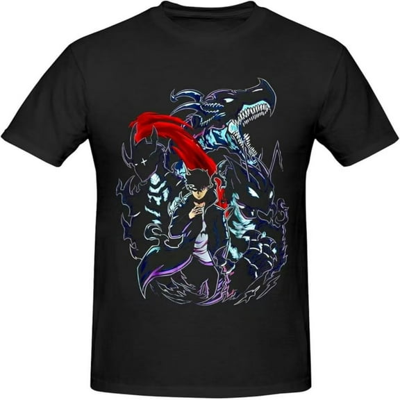 Solo Leveling Shirt Men's Pure Cotton T-Shirts O Neck Sung Jin Woo Tees Short Sleeve Clothing