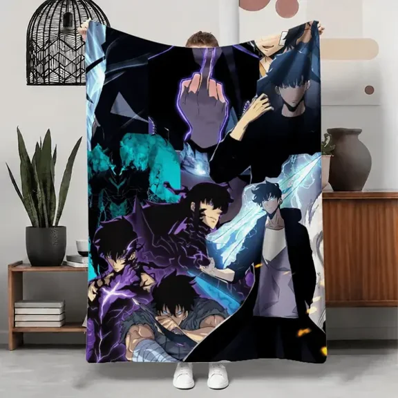 Solo Leveling Soft Cozy Flannel Blanket, Lightweight Fleece Throw for Couch Sofa Bed Bedroom Dorm, Warm Home Decor, Birthday Christmas Gift for Fans