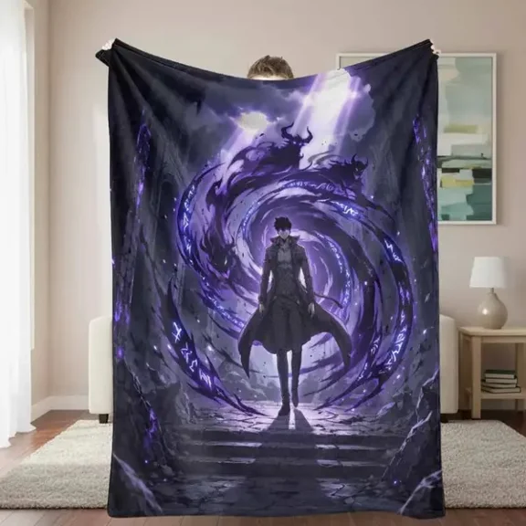 Solo Leveling Soft Flannel Fleece Blanket, Cozy Lightweight Throw for Couch Sofa Bed Bedroom, Warm Room Decor, Cozy Home Decor Gift