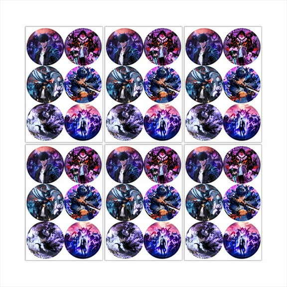 Solo Leveling Stickers Labels Birthday Party Favors Thank You Themed Round Circle Baby Shower 60pcs