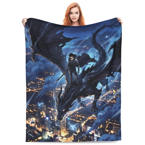 Solo Leveling Sung Jinwoo Fleece Blanket Throw Soft Cozy Plush Blanket For Couch Sofa Bed
