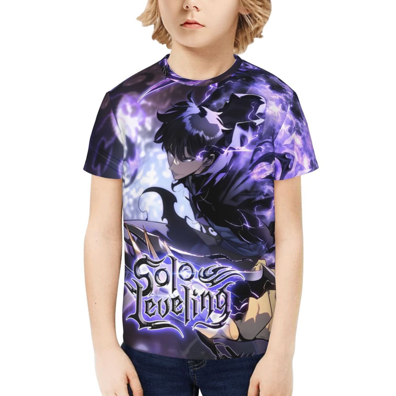 T-Shirt Solo Leveling Sung Jin-Woo – Manches Courtes Anime Hip Hop, Garçons Filles Été Streetwear