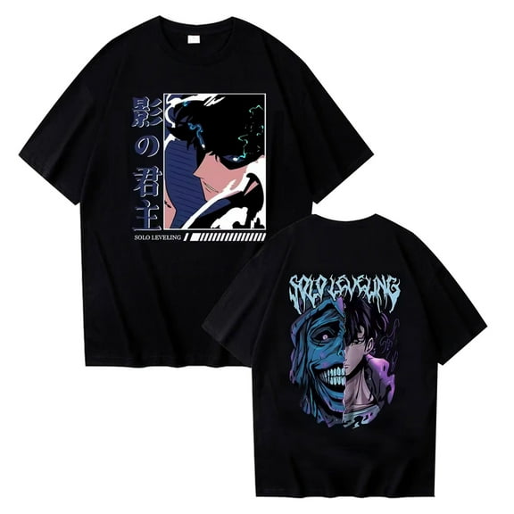 Solo Leveling T-shirt Jin Woo Sung Manga Graphic T-shirt Short Sleeves Men Women Harajuku Streetwear Anime Tee Top