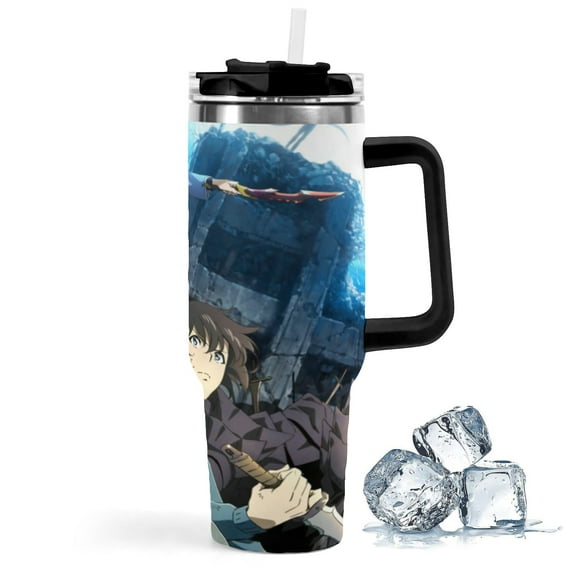 Solo Leveling-theme Insulated Stainless Steel Tumbler with Handle Gifts For Family Friends Fans and Straw Fits in Standard Cup Holder 40 OZ