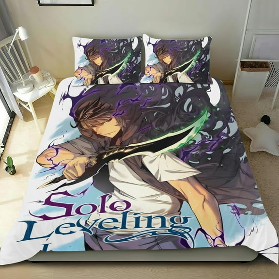 Solo Leveling-themed Bed Sheet Set Three Piece Set Comfortable And Skin Friendly Unique Design Home Decor Gifts For Family Friends fans36x75Inches90cm*190cm